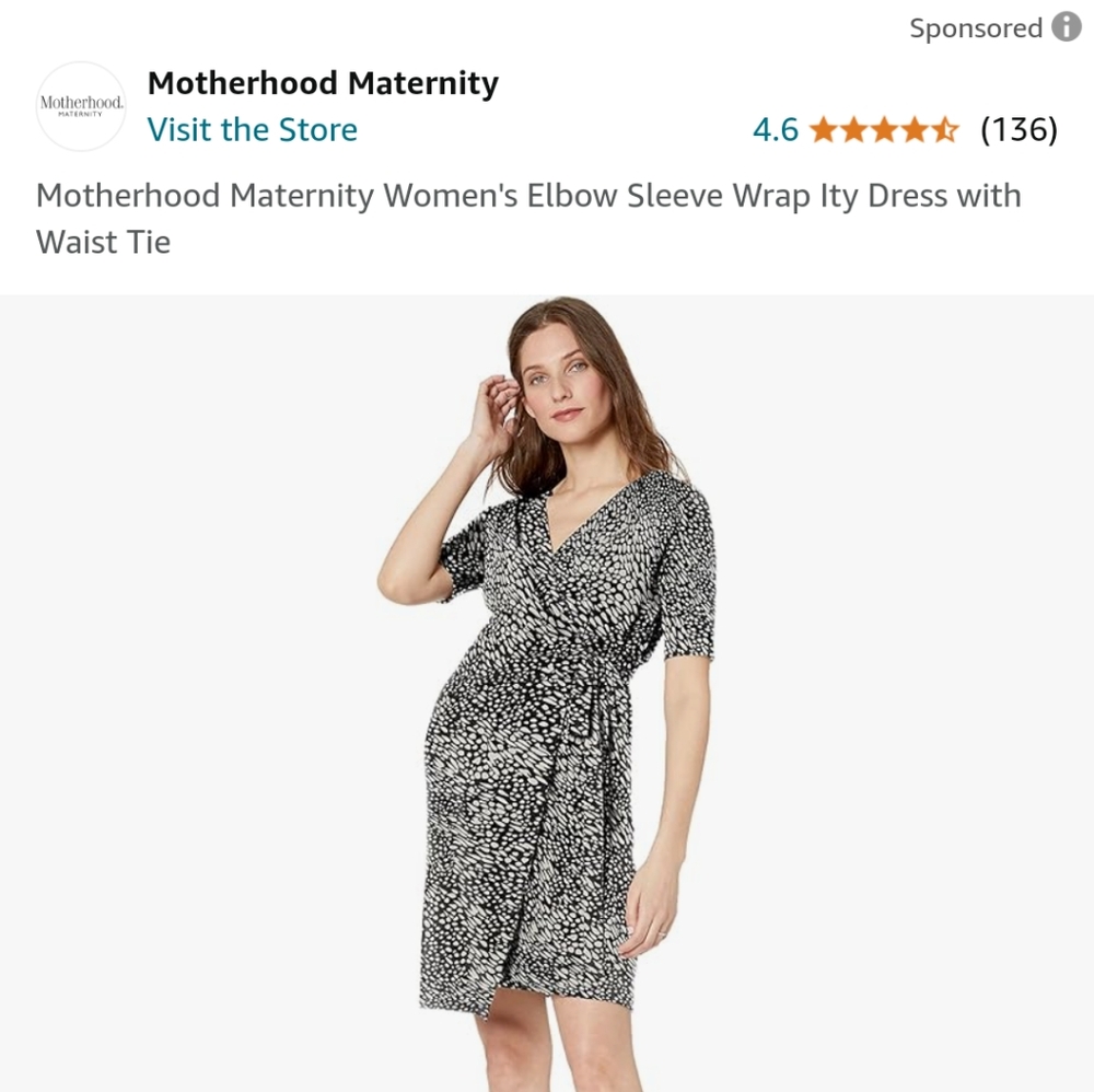 Motherhood Maternity Size M Black/White Wrap Dress